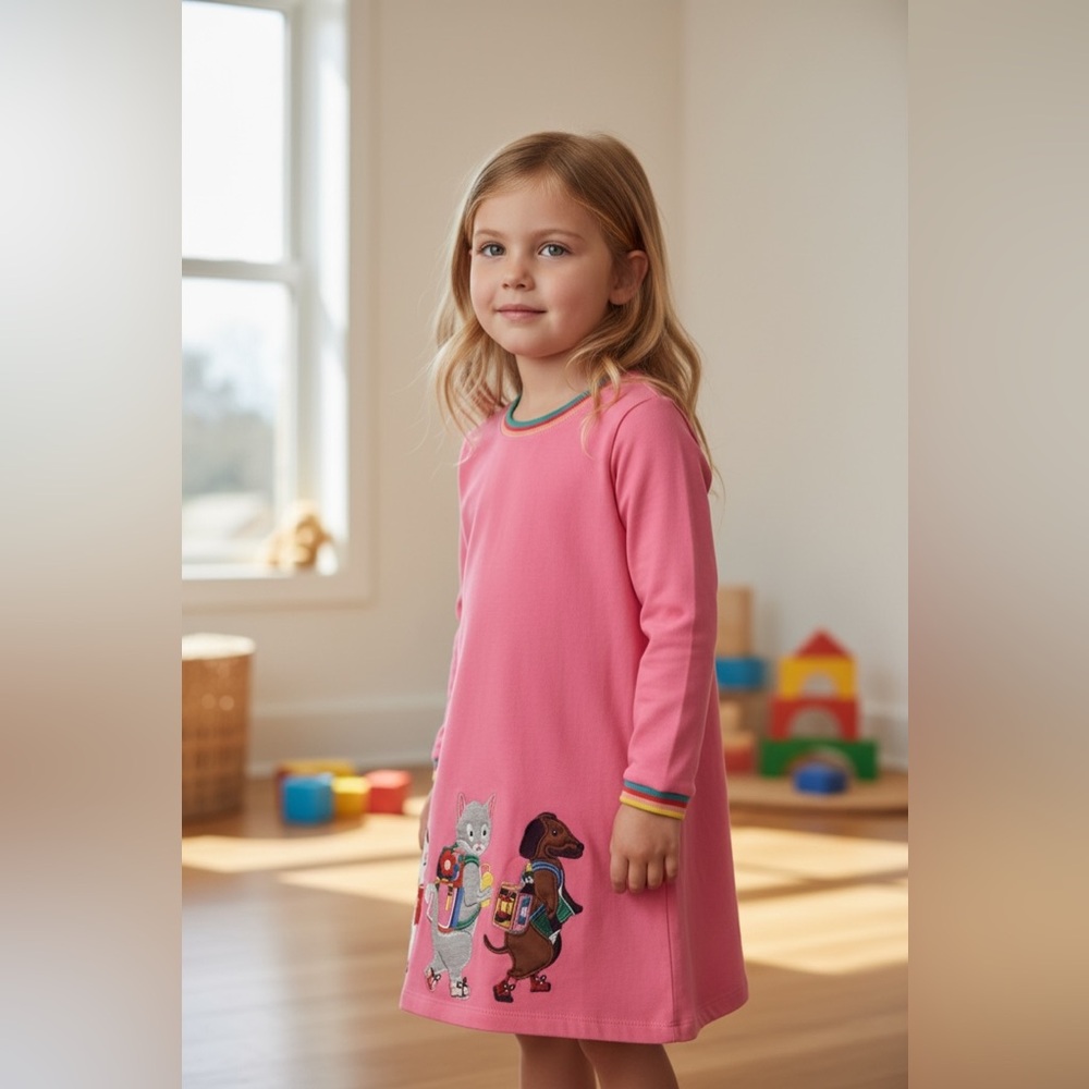 Cute Pink Dress with Animal Design